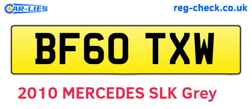 BF60TXW are the vehicle registration plates.