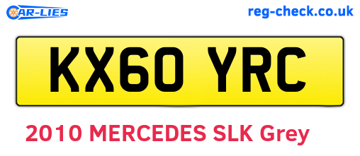 KX60YRC are the vehicle registration plates.