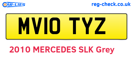 MV10TYZ are the vehicle registration plates.