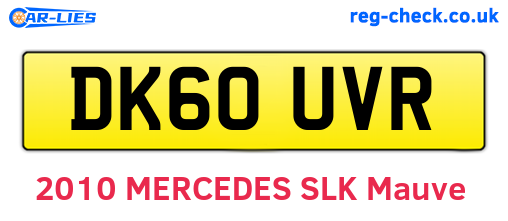 DK60UVR are the vehicle registration plates.