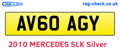 AV60AGY are the vehicle registration plates.