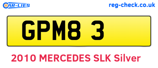 GPM83 are the vehicle registration plates.