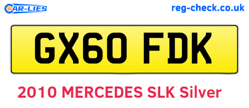 GX60FDK are the vehicle registration plates.