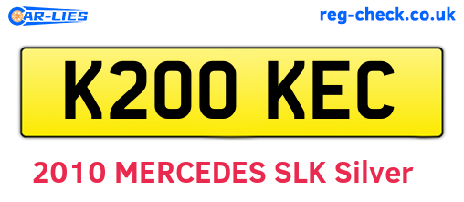 K200KEC are the vehicle registration plates.