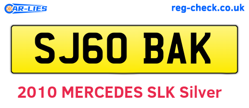 SJ60BAK are the vehicle registration plates.
