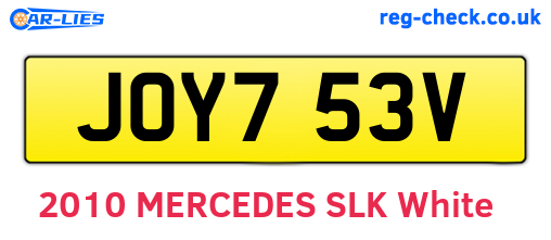 JOY753V are the vehicle registration plates.