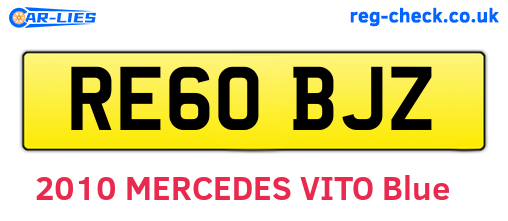 RE60BJZ are the vehicle registration plates.