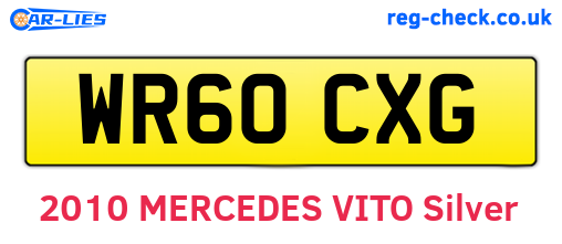 WR60CXG are the vehicle registration plates.