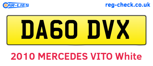 DA60DVX are the vehicle registration plates.