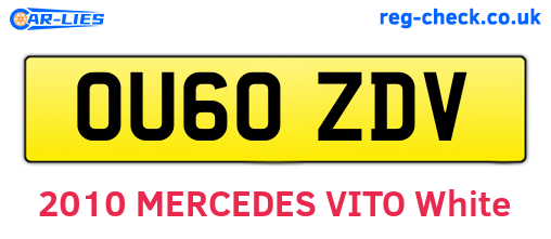 OU60ZDV are the vehicle registration plates.