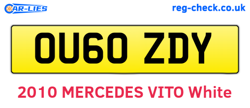 OU60ZDY are the vehicle registration plates.