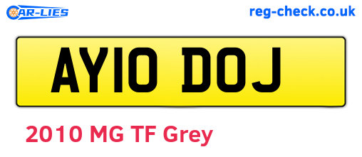 AY10DOJ are the vehicle registration plates.