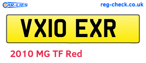 VX10EXR are the vehicle registration plates.