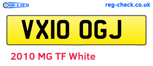 VX10OGJ are the vehicle registration plates.