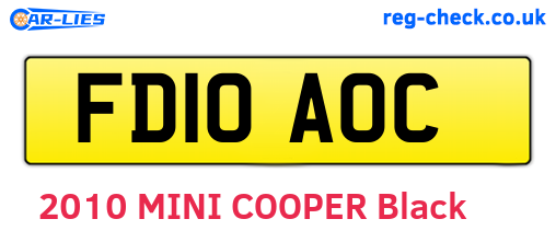 FD10AOC are the vehicle registration plates.