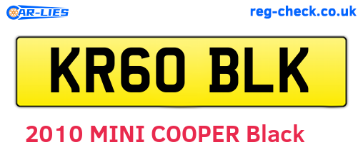 KR60BLK are the vehicle registration plates.