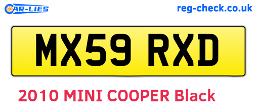 MX59RXD are the vehicle registration plates.