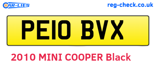 PE10BVX are the vehicle registration plates.