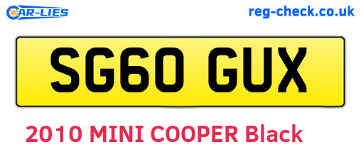 SG60GUX are the vehicle registration plates.