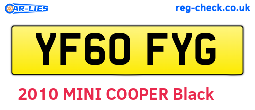 YF60FYG are the vehicle registration plates.