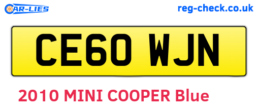 CE60WJN are the vehicle registration plates.