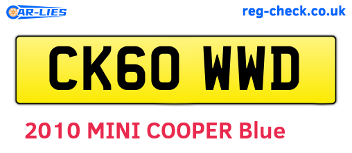 CK60WWD are the vehicle registration plates.