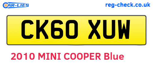 CK60XUW are the vehicle registration plates.