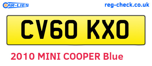 CV60KXO are the vehicle registration plates.
