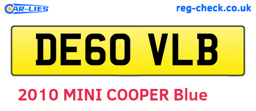 DE60VLB are the vehicle registration plates.