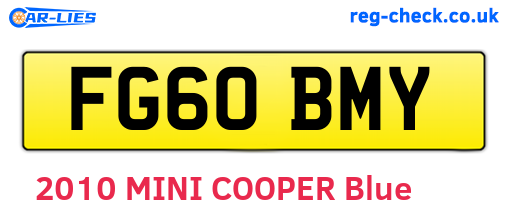 FG60BMY are the vehicle registration plates.