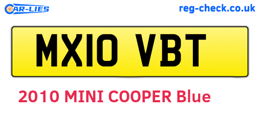 MX10VBT are the vehicle registration plates.