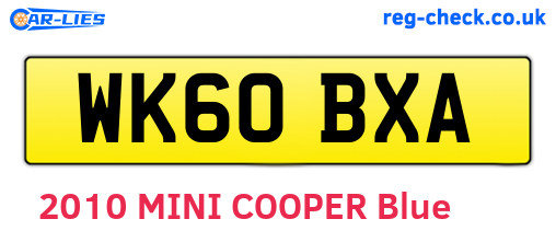 WK60BXA are the vehicle registration plates.