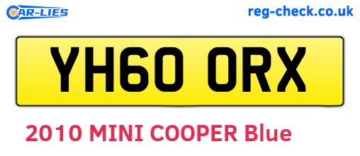 YH60ORX are the vehicle registration plates.