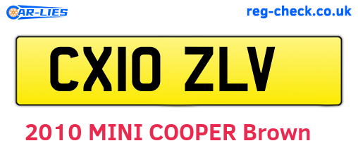 CX10ZLV are the vehicle registration plates.