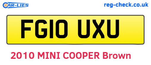 FG10UXU are the vehicle registration plates.