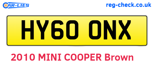HY60ONX are the vehicle registration plates.