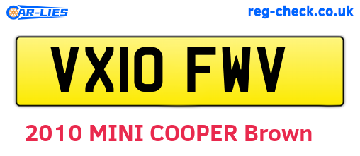 VX10FWV are the vehicle registration plates.