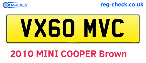 VX60MVC are the vehicle registration plates.