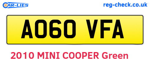 AO60VFA are the vehicle registration plates.