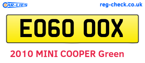 EO60OOX are the vehicle registration plates.