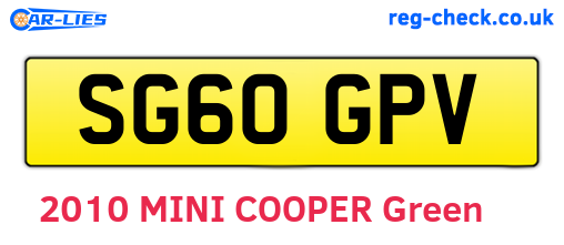 SG60GPV are the vehicle registration plates.
