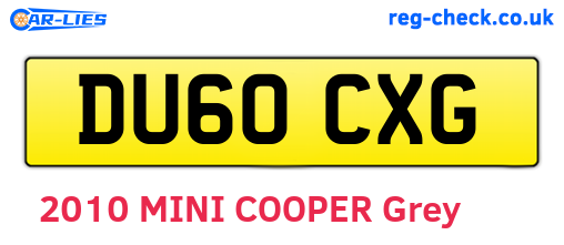 DU60CXG are the vehicle registration plates.