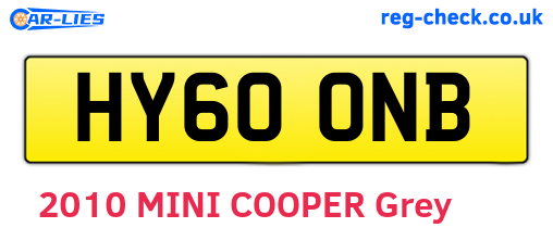 HY60ONB are the vehicle registration plates.