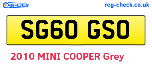 SG60GSO are the vehicle registration plates.
