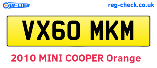 VX60MKM are the vehicle registration plates.