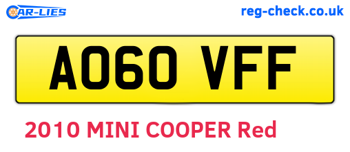 AO60VFF are the vehicle registration plates.