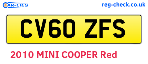 CV60ZFS are the vehicle registration plates.
