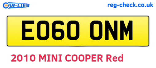 EO60ONM are the vehicle registration plates.