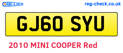 GJ60SYU are the vehicle registration plates.