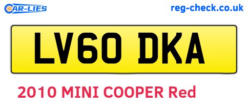LV60DKA are the vehicle registration plates.